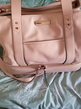 Poppy & Peonies Blush Pink Travel Tote with Pink Draw String Bag